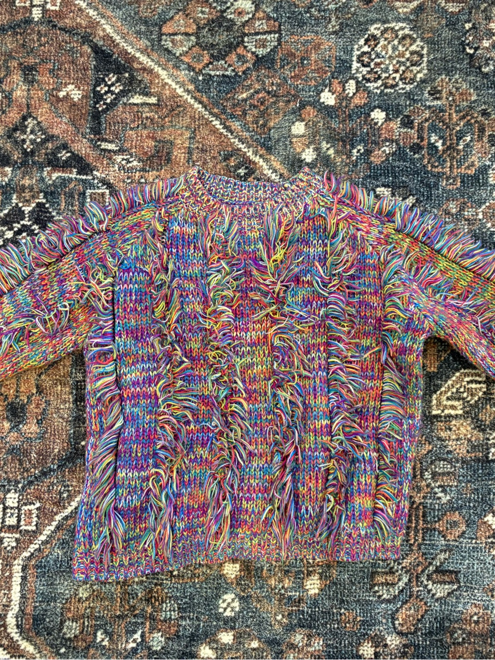 Multicolor Fringe Chunky Knit Sweater
